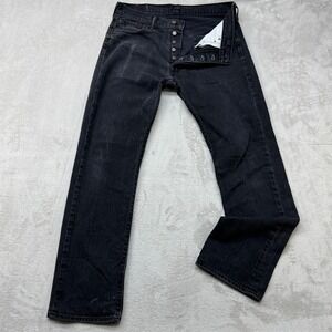 Levi's 501 Original Fit Jeans Men 34x34 Black Straight Leg Button Fly Dark Denim